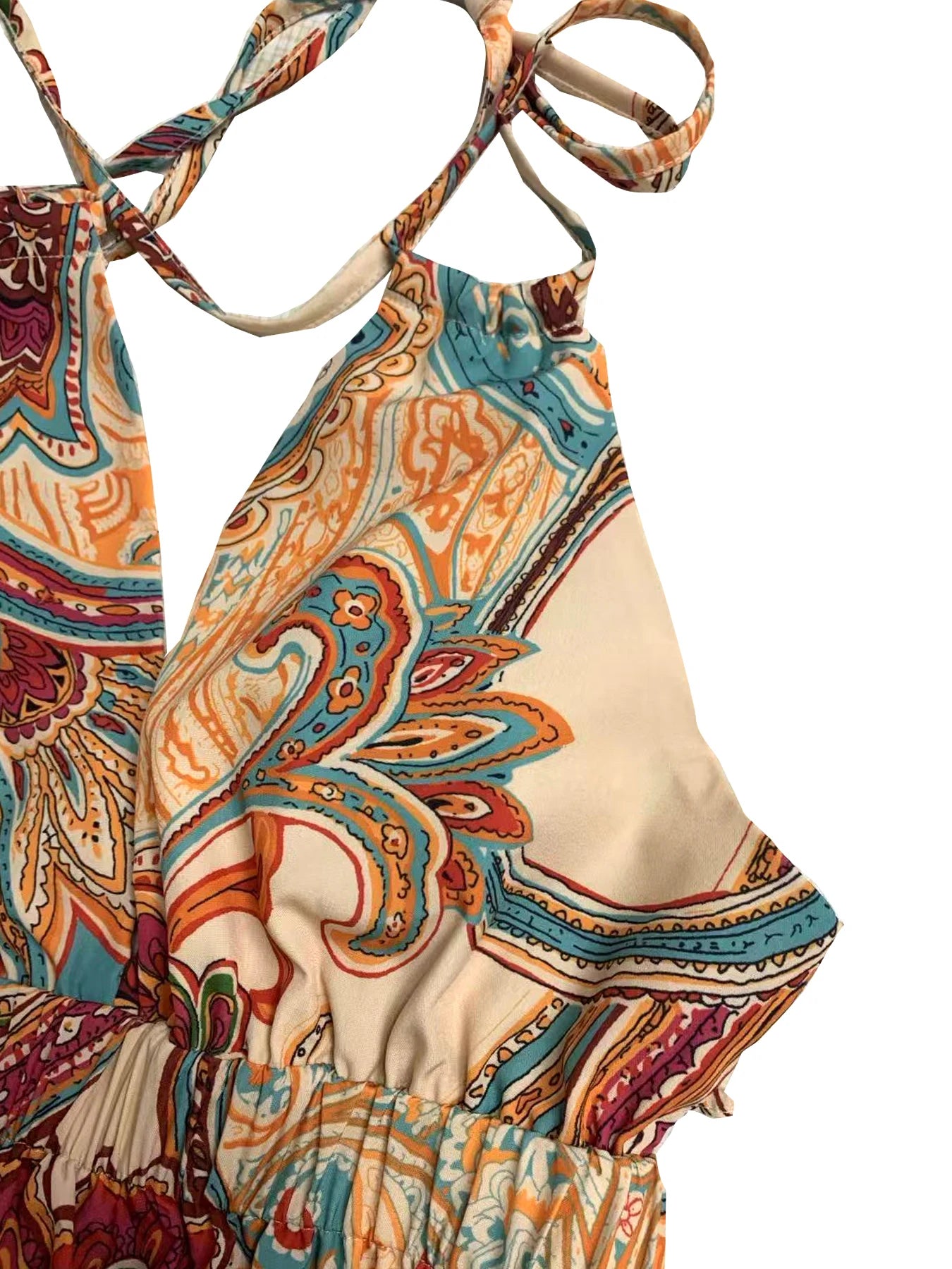 Boho Printed Halter Backless