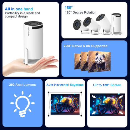 Projector HY300 Pro 8K Android 14 Dual Wifi6