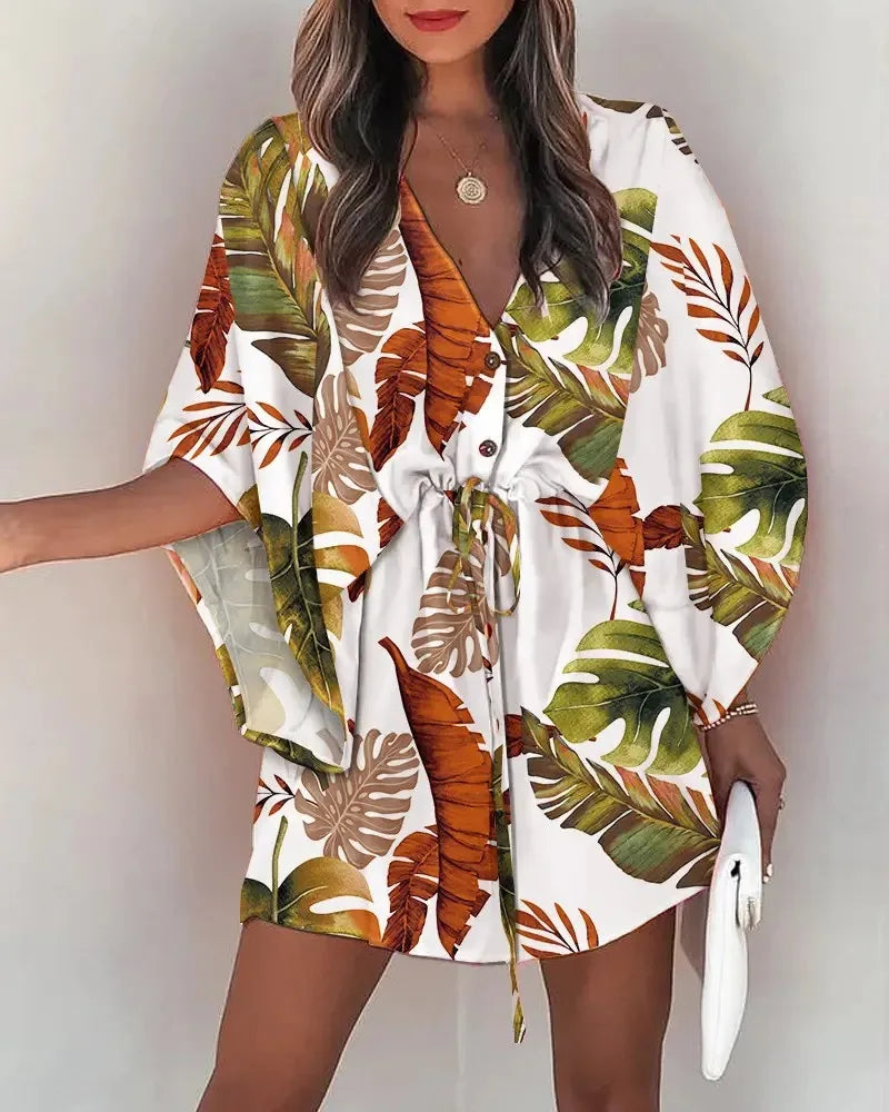 V-Neck Ruffle Irregular