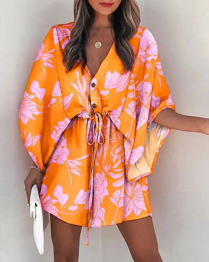 V-Neck Ruffle Irregular