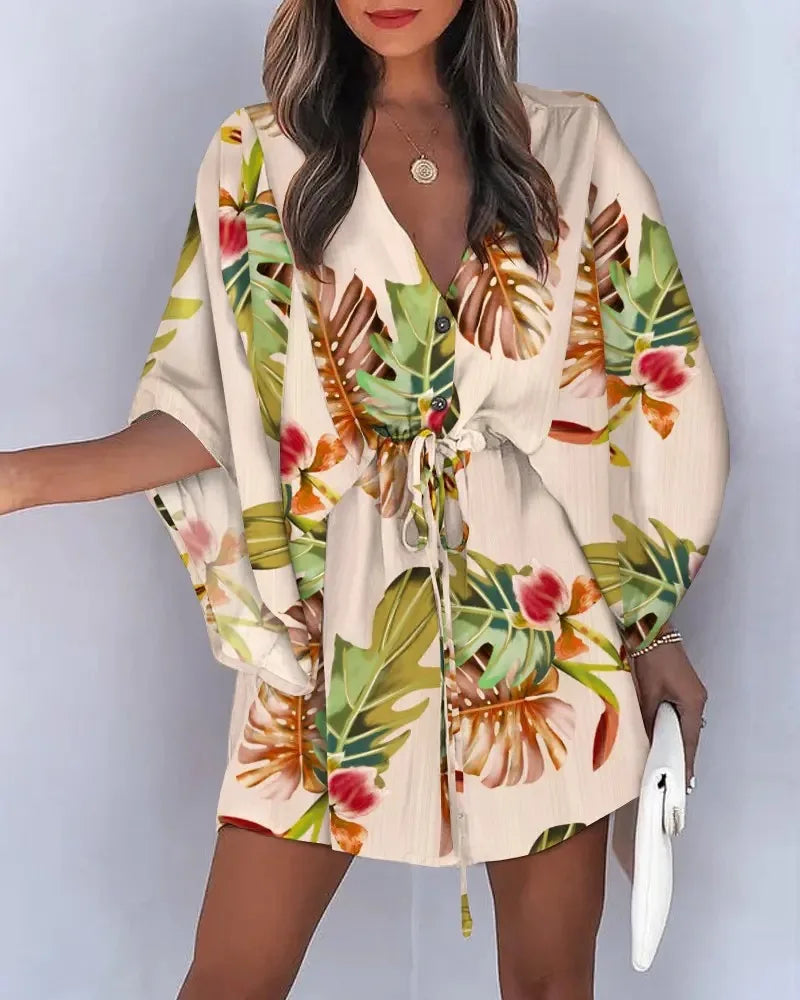 V-Neck Ruffle Irregular